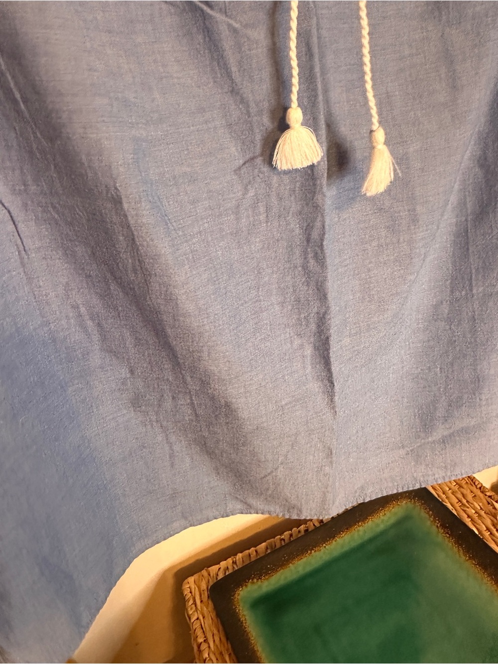 Talbots Light Blue‎ Sleeveless Embroidered Tie-Front Tank xlp - Picture 4 of 12